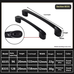 Pegangan Pintu Kabinet Paduan Logam Gaya Eropa Amerika Modern Sederhana, Kenop Laci Lubang Tunggal Hitam, Dapur Kamar Tidur Hotel Kecil - Product Image 5