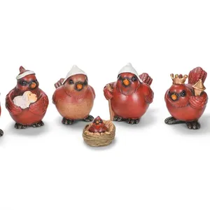 Nativity Set of 7, 3-inch Height, Red, Resin