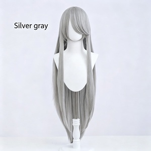 Perruque synthétique sans colle de 40 pouces, 420g, lisse, avec frange, à ligne de cheveux naturelle et bonnet ajustable (facile à coiffer) pour cosplay, Anime et Comic Con - Product Image 4