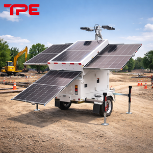 เสาไฟโซลาร์แบบพกพา TPE-1200LTH 360 องศา ไฟ LED แบบติดตั้งบนรถพ่วงพร้อมเสาไฮดรอลิกสำหรับงานก่อสร้างและงานทางทะเล - Product Image 3