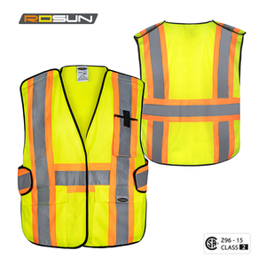Logo personnalisé 5-Point Breakaway Lime Gilet de sécurité réfléchissant avec garniture contrastante - Product Image 3