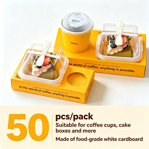 Caja Combinada Personalizada <span class=keywords><strong>para</strong></span> Café y Postres, Bandeja <span class=keywords><strong>para</strong></span> Llevar con Portavasos <span class=keywords><strong>para</strong></span> Cafetería y Panadería, OEM ODM - Product Image 4
