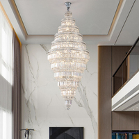 Haute Qualité De Luxe Cristal LED Lustre Lampe pour Escalier Villa Hôtel Chaud Blanc Verre Pendentif Minimaliste Contemporain Long