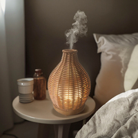 Humidificateur d'air électrique à ultrasons portable élégant de 100ml Diffuseur d'arôme de rotin de plante simulé pour huile essentielle