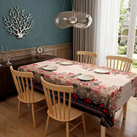 Nappe de table en polyester de luxe, imperméable, résistante à l'huile et à la chaleur, facile à nettoyer, motif floral cachemire vintage, pour table à manger