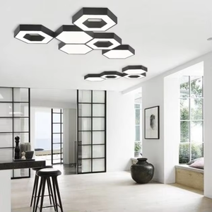 Lampadario a Sospensione LED Esagonale Moderno Dimmerabile, Lampade a Sospensione in Acrilico, Stile <span class=keywords><strong>Semplice</strong></span>, Installazione Sospesa - Product Image 2