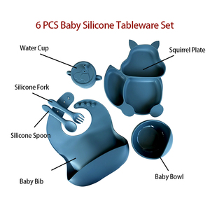 Juego de alimentación para bebés, <span class=keywords><strong>cubiertos</strong></span> para niños, cuenco de succión de silicona, babero, plato, vajilla para bebé sin BPA, estilo de dibujos animados, <span class=keywords><strong>6</strong></span>-36 <span class=keywords><strong>meses</strong></span>, <span class=keywords><strong>6</strong></span> uds. - Product Image 6