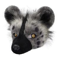 Masque d'hyène en fourrure synthétique pour adulte unisexe, costume d'Halloween, demi-visage respirant, accessoire de cosplay animal pour carnaval, en stock