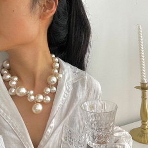 Collier pendentif élégant pour femme, bijoux de mariée, chaîne de clavicule, grosse perle, collier de <span class=keywords><strong>perles</strong></span> - Product Image 1