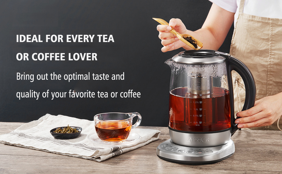 Culinary Edge 1.7 Liter Electric Glass Tea Kettle - Cordless With LED Light