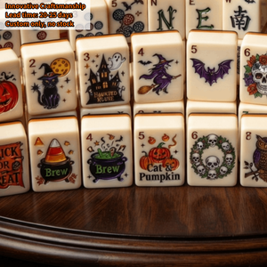 Set Personalizzato di 160 Tessere Mahjong in Acrilico a Tema Halloween <span class=keywords><strong>con</strong></span> Zucche, Fantasmi, Pipistrelli, Gatti Neri, Cappelli da Strega, Reti di <span class=keywords><strong>Ragno</strong></span>, Pozioni - Product Image 1