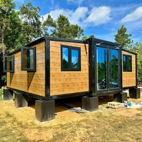 Casa Contenedor Expandible de Doble Ala, Pre-fabricada en Fábrica, Sin Necesidad de Montaje en Sitio, Duradera, para Alojamiento Temporal y Oficina de Campo