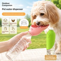 Bouteille d'eau pliable en silicone pour chien, distributeur d'eau avec clip de fixation pour bouteille, cordon pour chat, animal de compagnie, voyage en plein air, promenade