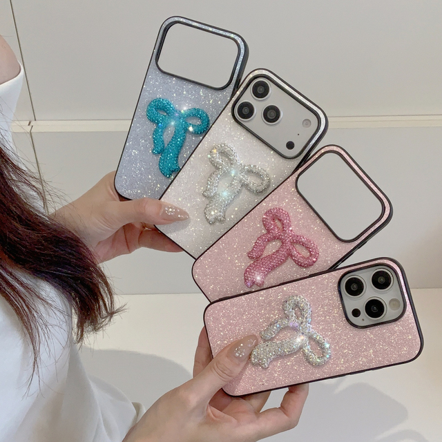New Fashion Blingbling Rhinestone Bow Mobile Phone case for iPhone 17 17 Pro Max iPhone 16 Pro Max Anti-drop Phone case