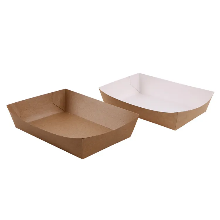 Горячая Распродажа, одноразовая бумажная лодка, упаковочная коробка с продуктами из крафт-бумаги, лоток в форме лодки