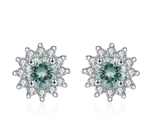 Exquisite S925 Sterling Silver 1CT Moissanite Halo <b>Earrings</b> Exquisite Sun <b>Studs</b> <b>Earrings</b> for Women Fine Jewelry Accessories - Product Image 1