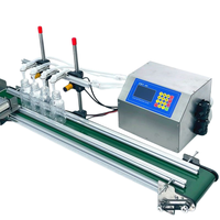 Machine de remplissage automatique de liquides (huile, miel, parfum) à 4 buses, petite capacité, avec convoyeur, pour bouteilles PET