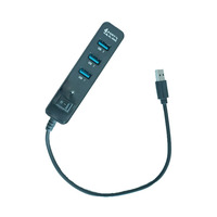 Kabel data transmisi tinggi USB 3.0 hub, kabel usb 4 in 1 out dengan lampu LED kemasan individual