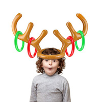 Décoration de Noël, jouet gonflable en PVC, bois de renne, cornes de cerf avec anneau gonflable pour fête