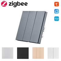 Interruptor de Luz Inteligente Zigbee Estándar EU/UK, Tipo 86, Material PC, Botón Pulsador, Control por Aplicación Smart Life, 4 Canales, 10A, CE