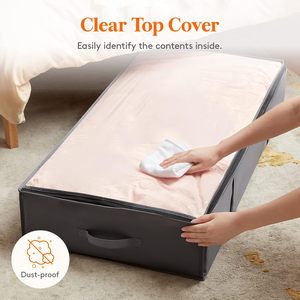 95L 4-Pack Foldable <b>PVC</b> Bed Storage Containers Reinforced Handles Large Capacity for Blankets Sheets <b>Clothes</b>-Grey - Product Image 5
