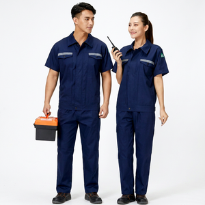 Unisex Pure Cotton Anti-Static Slim Fit Reflective Overalls Short Sleeves Industrial Safety Clothing for <b>Fire</b> Protection Level - Product Image 1