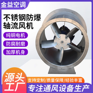Ventilador Axial a Prueba de Explosiones de Acero Inoxidable, Montado en Ducto, Industrial, Eléctrico, Plateado - Product Image 5
