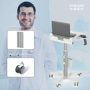 Multifunctionele aluminium medische <span class=keywords><strong>trolley</strong></span> - draagbare kar voor laptop, echografie, orale scanner met in hoogte verstelbare standaard - Product Image 4