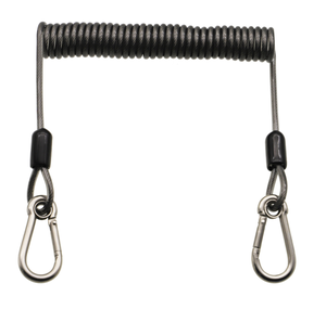 DFR1113 1,5M 2M 3M Lanière en spirale en PU et acier inoxydable personnalisée à verrouillage automatique avec mousqueton en acier inoxydable pour la sécurité - Product Image 2