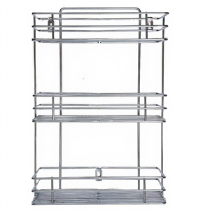 Étagère de cuisine murale à 3 niveaux en acier inoxydable pour rangement de paniers, boîtes à épices et ustensiles - Product Image 2