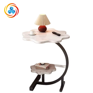 Low MOQ Cheap Wooden Modern Handmade Living Room <b>Sofa</b> <b>Side</b> <b>Table</b> with Metal Legs C Shape Round End <b>Table</b> Decorative - Product Image 4