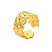 Gaovo 18K Altın Kaplama Paslanmaz Çelik Yaprak Kalp Açık Yüzük Kadınlar için Vintage Katmanlı Çiçek Moda Takı Özel Hediye