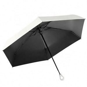 Nouveau Parapluie de Poche Mini Pliant Ultra Léger à 6 Baleines avec Poignée Anneau, Protection Solaire en Vinyle - Product Image 3