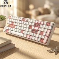 Claviers Zornher ZH100 mignons, rétroéclairage RVB, sans fil, ergonomiques, design oreilles de chat, clavier de trading