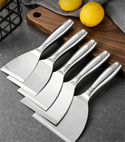 Spatule de cuisine moderne en acier inoxydable, manche droit, lame de 12 cm, épaisseur 1,5 mm, réversible, compatible lave-vaisselle