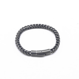 yunnique Trendy Motorcycle Bracelet Black Distressed <b>Titanium</b> Steel <b>Chain</b> Magnetic Clasp Unisex Jewelry - Product Image 5