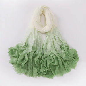 Hot Selling Malaysia Two-Color Gradient Shawl Headscarf Floral Viscose Elastic Ombre Hijab Voile Crinkle TR <b>Ethnic</b> <b>Bandanas</b> - Product Image 1