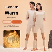 Nouvel ensemble de sous-vêtements thermiques en cachemire et soie noir et or, épais, haute élasticité, pour adolescents, collection automne 2026, avec logo OEM