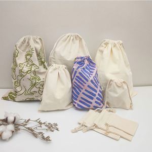 Factory Direct Sales Organic Cotton Biodegradable Durable <b>Drawstring</b> Bag Custom Logo Cosmetics Dust Sack Jewelry Packaging <b>Pouch</b> - Product Image 4