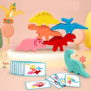 Jouet d'empilage de blocs en bois CPC CE <span class=keywords><strong>Dinosaure</strong></span>, <span class=keywords><strong>jeu</strong></span> d'équilibre Montessori, jouet éducatif précoce pour développer la motricité fine des tout-petits - Product Image 1