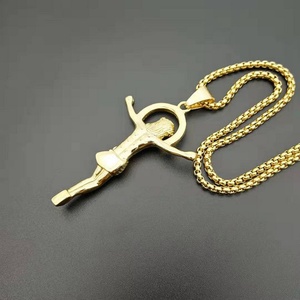 Hot Selling Crystal 18K Gold Plated Jesus Pendant Stainless Steel <b>Cross</b> Box <b>Chain</b> Religious Necklace Women Men Anniversary Gift - Product Image 3
