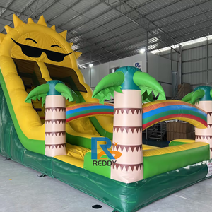 Castillo Inflable con Tobogán Doble, Temática de Verano, Castillo Inflable con Tobogán Seco, Tobogán Inflable para Niños al Aire Libre - Product Image 1