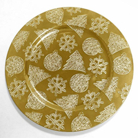 Assiette de présentation de luxe 13 pouces en PP, motif Rose Dorée élégante et design éclatant, motif personnalisable, technique pigmentée, durable pour mariages et fêtes
