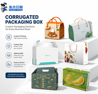 Boîte en carton ondulé robuste et pratique avec impression de motifs personnalisés, portable, pour le transport de produits agricoles frais