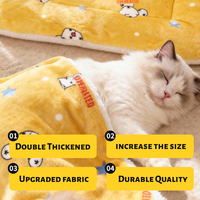 Coussin-couverture de luxe chaud pour chien et chat, en flanelle 100% coton, motif dessin animé, amovible, lavable, toutes saisons, pour petits animaux de compagnie