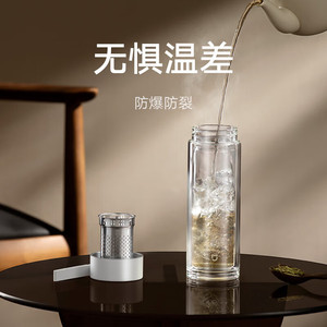 Gobelet en verre à double paroi 400 ml avec infuseur à thé et bouchon à vis pour les voyages - Product Image 4
