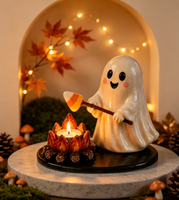 Support de bougie chauffe-plat pour feu de camp d'Halloween, veilleuse en résine à thème fantôme