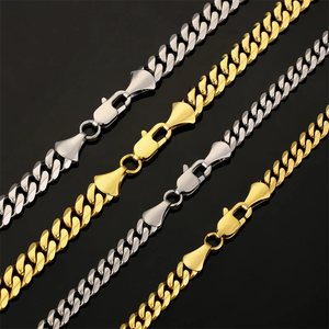 ZYO <strong>Real</strong> 14K Gold Plated <strong>Chain</strong> Jewelry Stainless Steel 3/5/6/8mm Solid <strong>Diamond</strong>-Cut Miami Cuban Link Curb Necklace for Men Women - Product Image 5