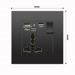 Enchufe de Pared LangYeao 13A con USB de Carga Rápida Tipo-C 86 146, Interruptor de Pared Universal para Lámpara, Interruptor de Pared Negro de 1/2/3/4 Botones - Product Image 5