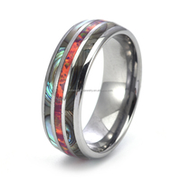 Anneau de tungstène opale et coquille d'ormeau incrustation Couples anneau homme mode bijoux anneaux carbure de tungstène bande de mariage confort Fit
